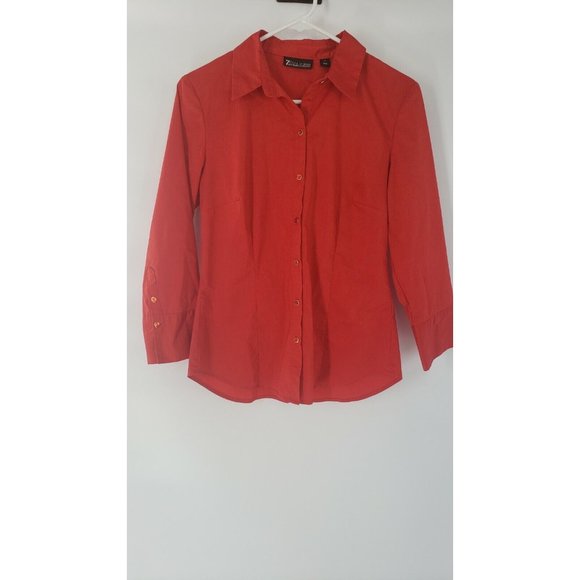 7th Avenue Women's Button Up Shirt Size S Red Design Studio New York & Co Top - Picture 1 of 5
